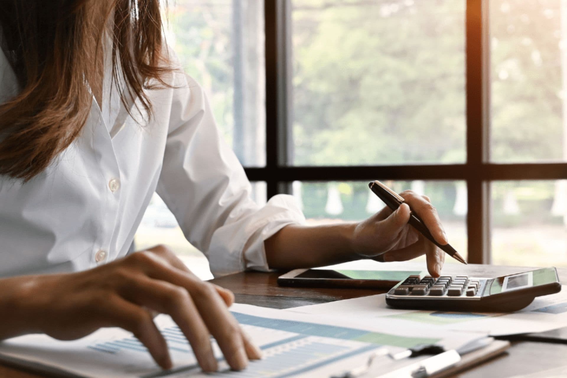 Woman calculating pension